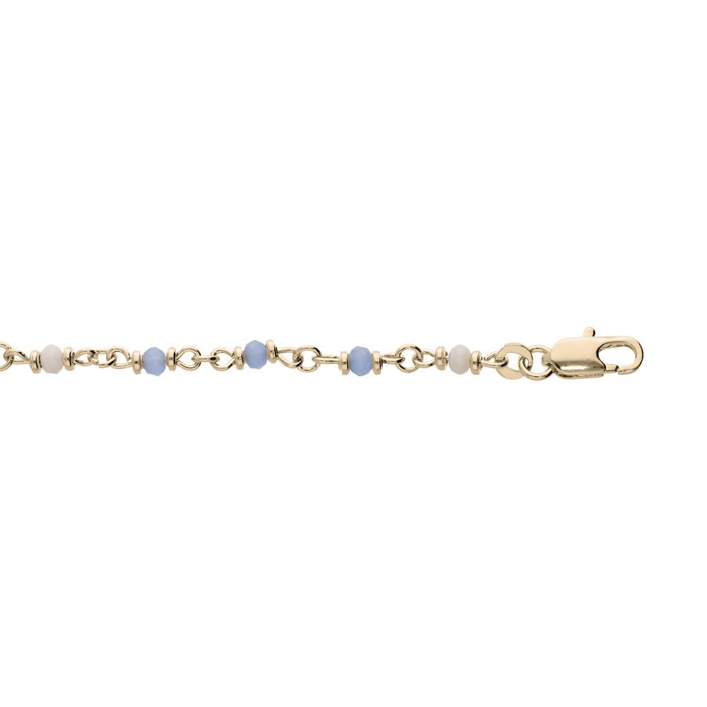 Bracelet en plaqu� or tutti frutti avec pierres bleues et blanches 16+3cm - Vue 1