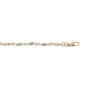 Bracelet en plaqu or tutti frutti avec pierres bleues et blanches 16+3cm - Vue 1