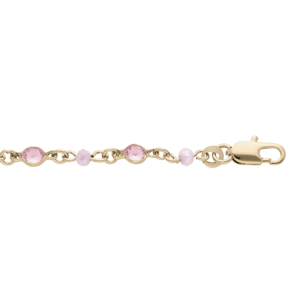 Bracelet en plaqu� or tutti frutti avec pierres roses 16+3cm - Vue 1