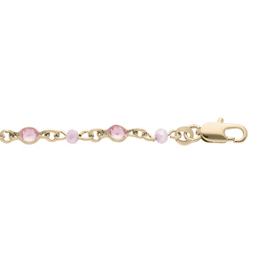 Bracelet en plaqu or tutti frutti avec pierres roses 16+3cm - Vue 1