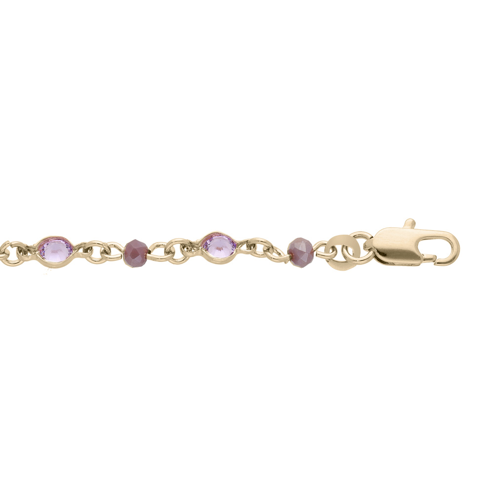 Bracelet en plaqu� or tutti frutti avec pierres violettes 16+3cm - Vue 1