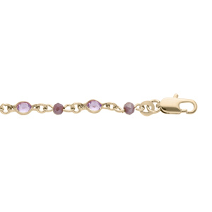 Bracelet en plaqu or tutti frutti avec pierres violettes 16+3cm - Vue 1