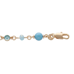Bracelet en plaqué or tutti frutti boules et pierres bleues 16+3cm - Vue 1