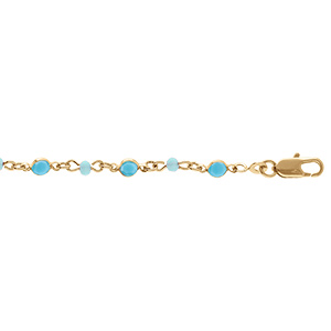Bracelet en plaqu� or tutti frutti boules facet�es et navettes bleu ciel - 16+3cm