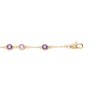 Bracelet en plaqu or tutti frutti chane avec oxydes ronds violets 16+3cm - Vue 1