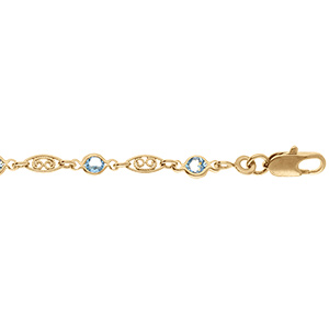 Bracelet en plaqu� or tutti frutti motif filigrane et oxydes bleu ciel - 16+3cm