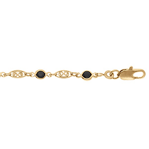 Bracelet en plaqu� or tutti frutti motif filigrane et oxydes noirs - 16+3cm