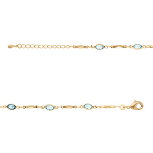 Bracelet en plaqu� or tutti frutti navettes d'oxydes d�grad� de bleu et baguettes - 16+3cm