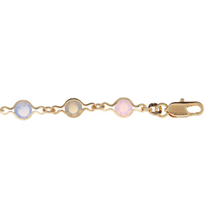 Bracelet en plaqu or tutti frutti pierres couleur pastel 16+4cm - Vue 1