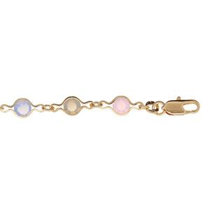 Bracelet en plaqué or tutti frutti pierres couleur pastel 16+4cm - Vue 1