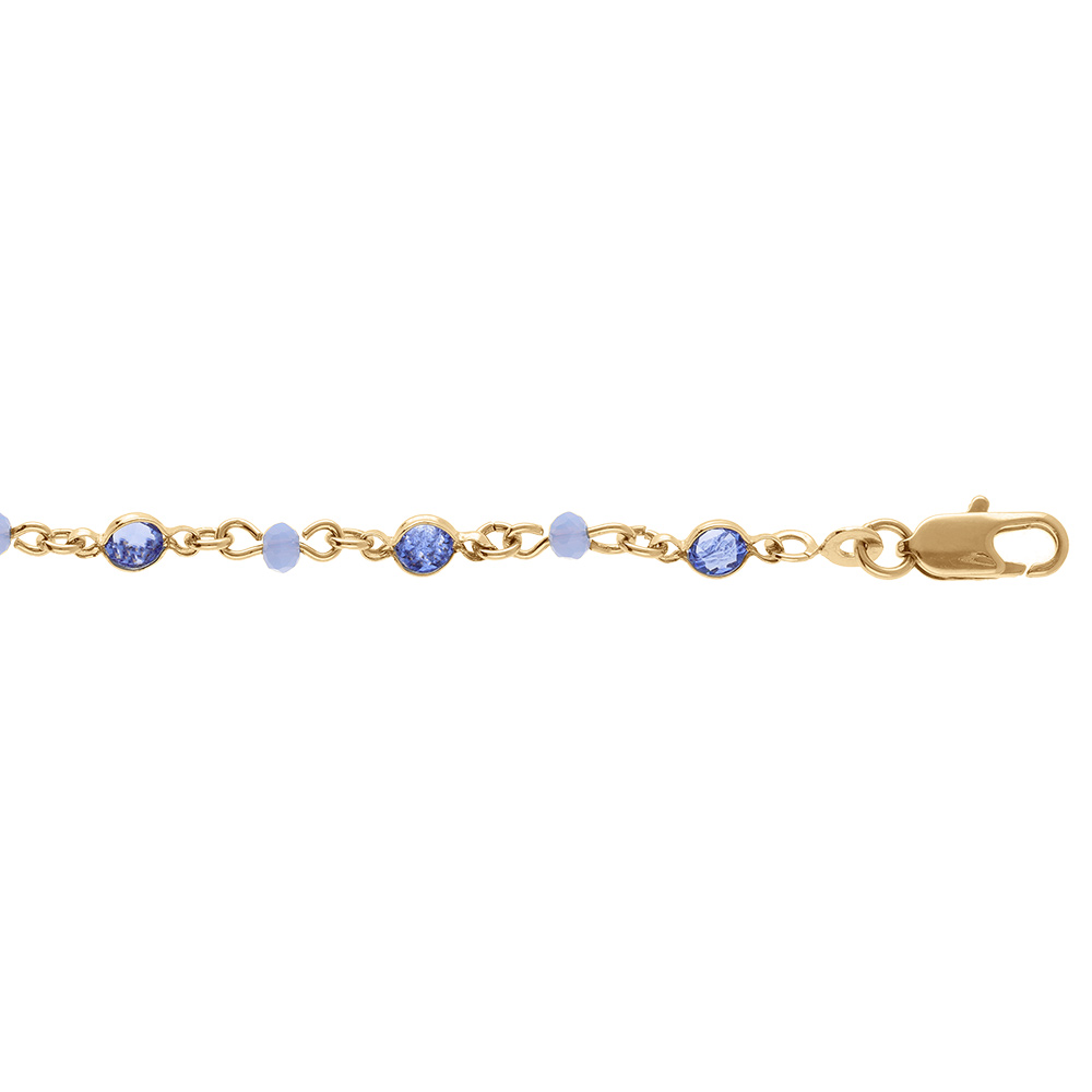 Bracelet en plaqu� or tutti frutti r�sine et oxyde bleu - 16+3cm - Vue 1