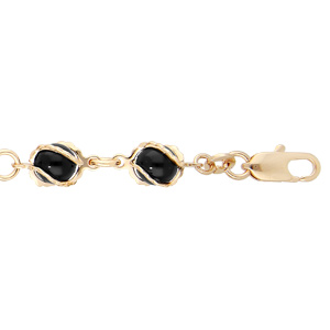 Bracelet en plaqu oravec perles noires 16+3cm - Vue 1