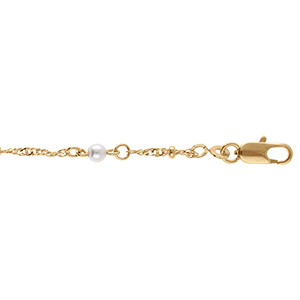 Bracelet en plaqu� orchaibe torsad�e  et perles blanches imitation - 16+3cm