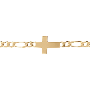 Bracelet en vermeil 1+3,  5mm de large croix plate lisse - 19cm - Vue 1
