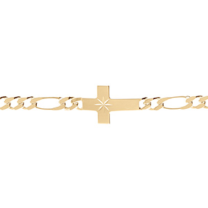 Bracelet en vermeil 1+3, 5mm de large croix plate lisse diamanté etoile - 19cm - Vue 1
