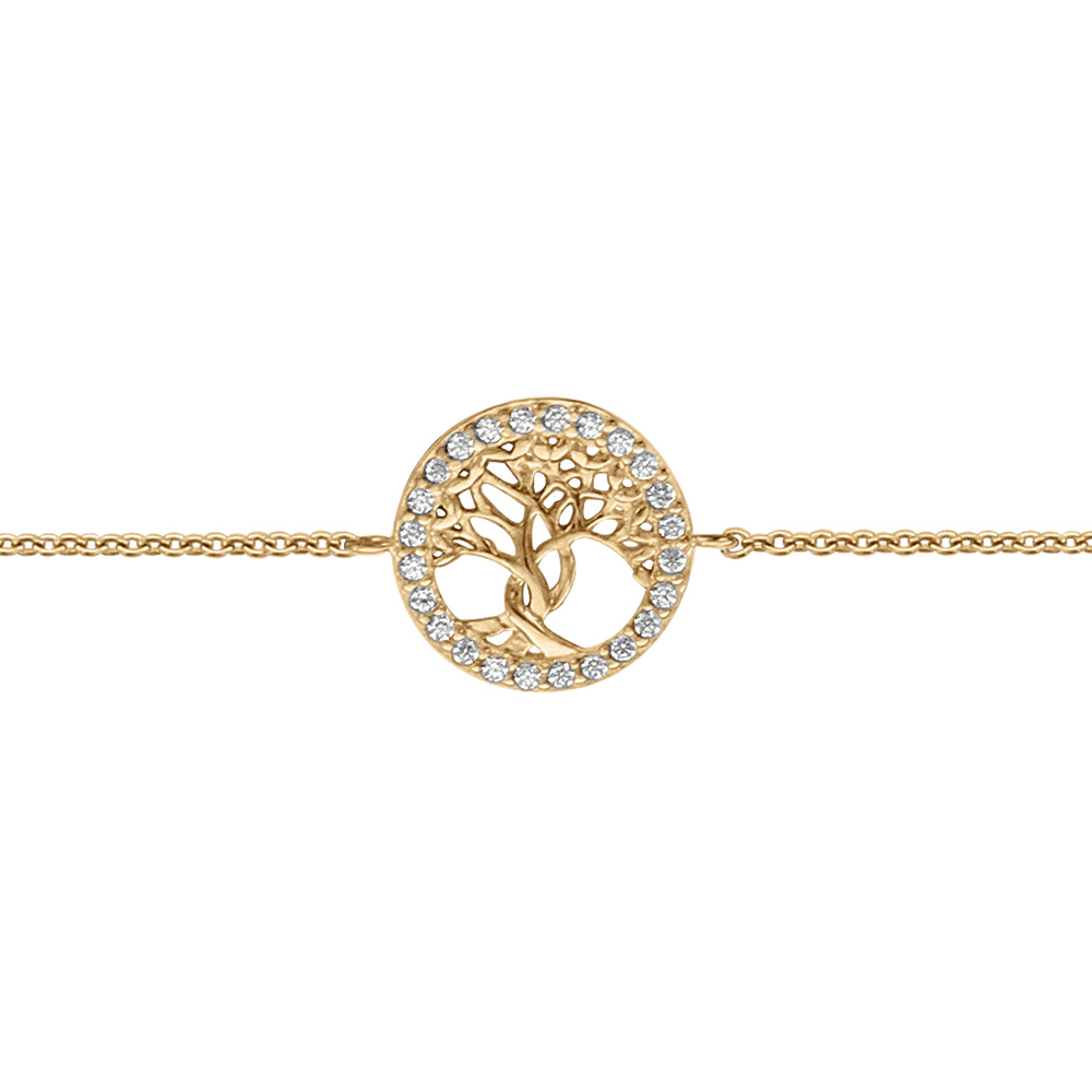 Bracelet en vermeil arbre de vie avec oxydes blancs sertis  - 16+2cm - Vue 1