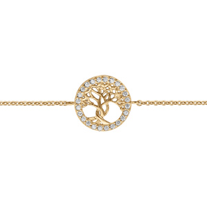 Bracelet en vermeil arbre de vie avec oxydes blancs sertis - 16+2cm - Vue 1