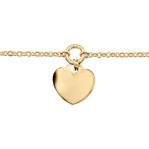 Bracelet en vermeil avec chaînette pampille coeur - 16+3cm réglable - Vue 1