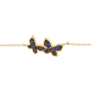 Bracelet en vermeil avec deux papillons d\' oxydes bleu foncé - 16+3cm - Vue 1