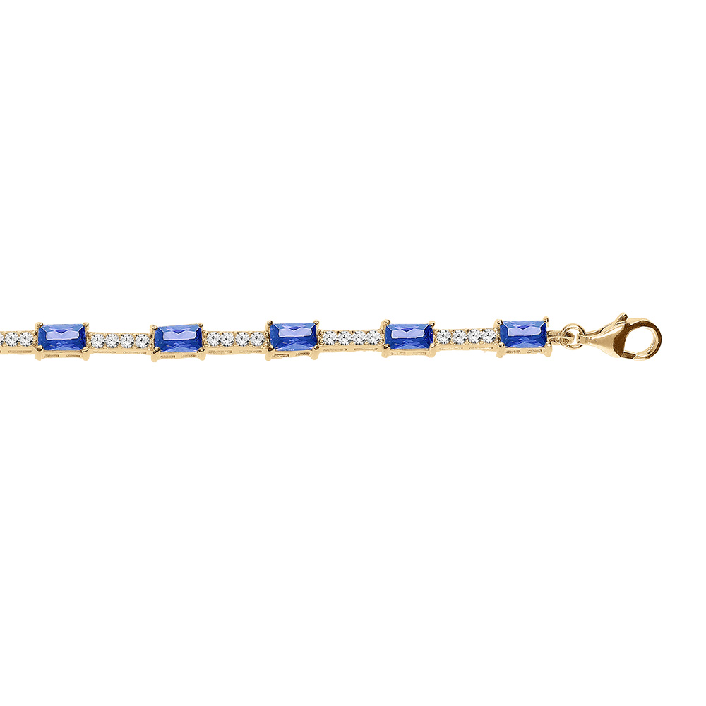 Bracelet en vermeil avec oxydes bleu fonc� et blancs - 17+2cm - Vue 1