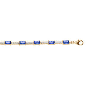 Bracelet en vermeil avec oxydes bleu foncé et blancs - 17+2cm - Vue 1