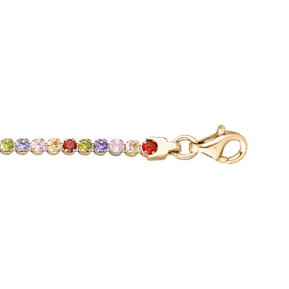 Bracelet en vermeil avec oxydes sertis multi couleurs  - 16+3cm - Vue 1