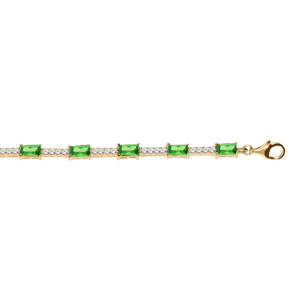 Bracelet en vermeil avec oxydes verts et blancs - 17+2cm - Vue 1