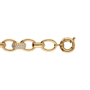Bracelet en vermeil avec pierres blanches une maille sur deux, fermoir bouée - 20cm - Vue 1