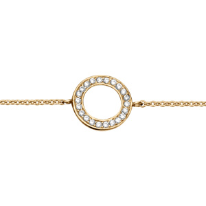 Bracelet en vermeil cercle ajouré avec oxydes blancs sertis sur le pourtour - 16+2cm - Vue 1
