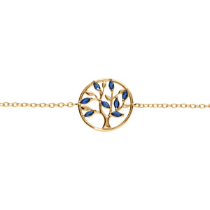 Bracelet en vermeil cercle arbre de vie avec oxydes bleus - 16+2cm - Vue 1