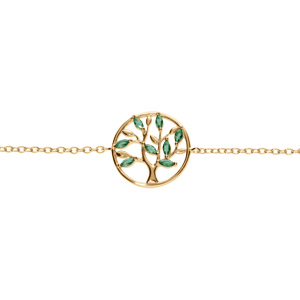 Bracelet en vermeil cercle arbre de vie avec\'oxydes vert 16+2cm - Vue 1