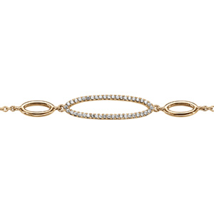 Bracelet en vermeil chaîne avec 3 anneaux allongés et oxydes blancs 16+2cm - Vue 1