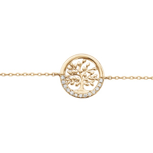 Bracelet en vermeil chaîne avec arbre de vie et oxydes blancs sertis 16+3cm - Vue 1