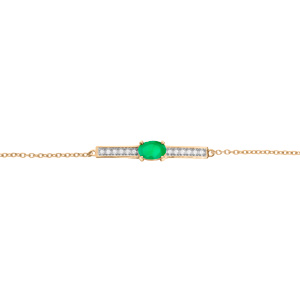 Bracelet en vermeil chane avec barrette Emeraude vritable et Topazes blanches 16+3cm - Vue 1