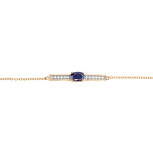 Bracelet en vermeil chane avec barrette Saphir vritable et Topazes blanches 16+3cm - Vue 1
