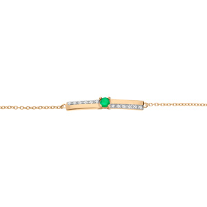 Bracelet en vermeil chane avec Emeraude vritable et rails de Topazes blanches 16+3cm - Vue 1