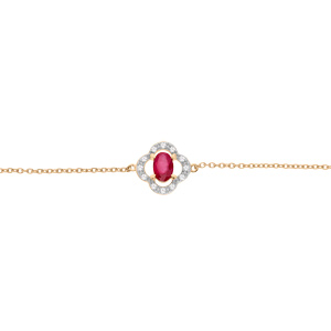 Bracelet en vermeil chane avec fleur Rubis vritable et Topazes blanches 16+3cm - Vue 1