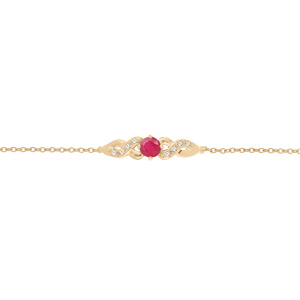 Bracelet en vermeil chane avec motif infini Rubis vritable et Topazes blanches 16+3cm - Vue 1