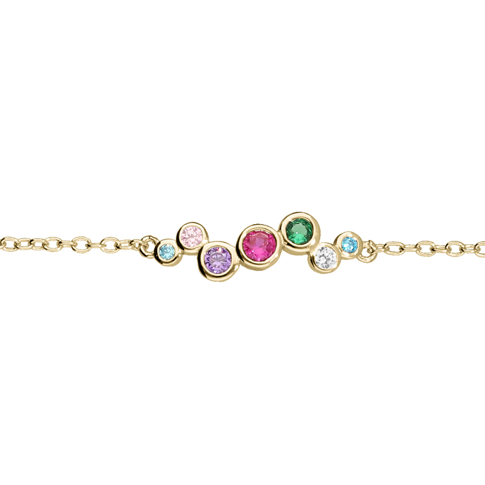 Bracelet en vermeil chane avec oxydes multicouleurs 15+3cm - Vue 1