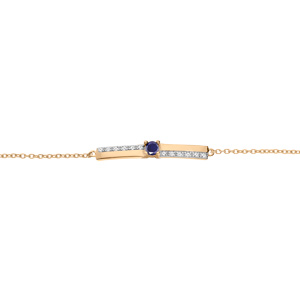 Bracelet en vermeil chane avec Saphir vritable et rails de Topazes blanches 16+3cm - Vue 1