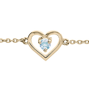 Bracelet en vermeil coeur ajour� et oxyde bleu ciel - 14+3cm