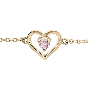 Bracelet en vermeil coeur ajour� et oxyde rose - 14+3cm