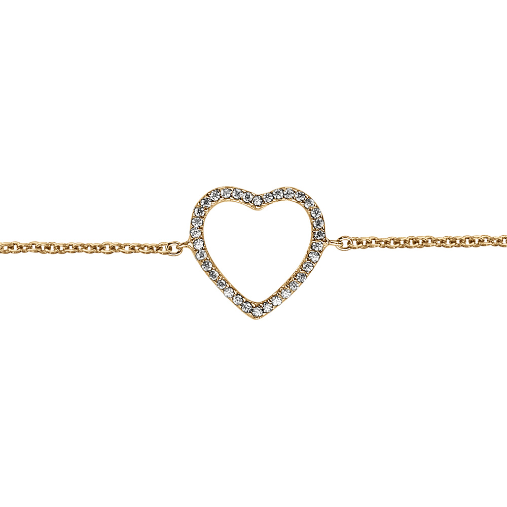 Bracelet en vermeil coeur ajour� orn� d\'oxydes blancs 16+1,5cm - Vue 1
