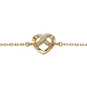Bracelet en vermeil coeur et infini avec oxydes blancs sertis - 16,5+3cm