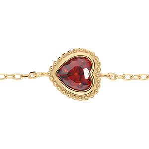 Bracelet en vermeil coeur oxyde grenat - 16+3cm