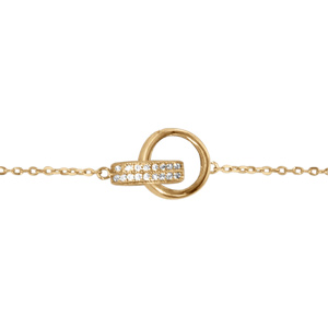 Bracelet en vermeil deux anneaux dont l\'un est orné d\'oxydes blancs sertis -16+2cm - Vue 1