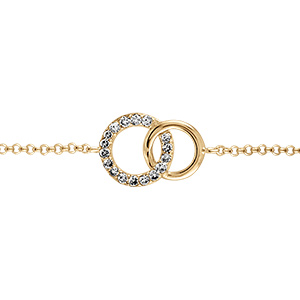 Bracelet en vermeil deux cercles entremel�s pierres blanches - 16+1+1cm
