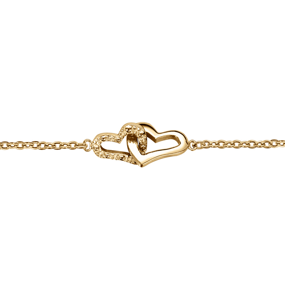 Bracelet en vermeil deux coeurs enlac�s  - 15+2,5cm - Vue 1