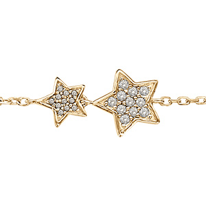 Bracelet en vermeil deux etoiles pav�es d'oxydes blancs - 16+1,5cm