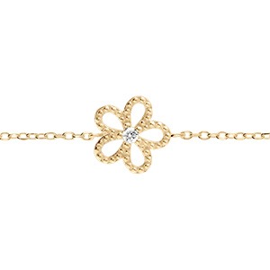 Bracelet en vermeil fleur ajoure avec oxyde blanc - 15+3cm